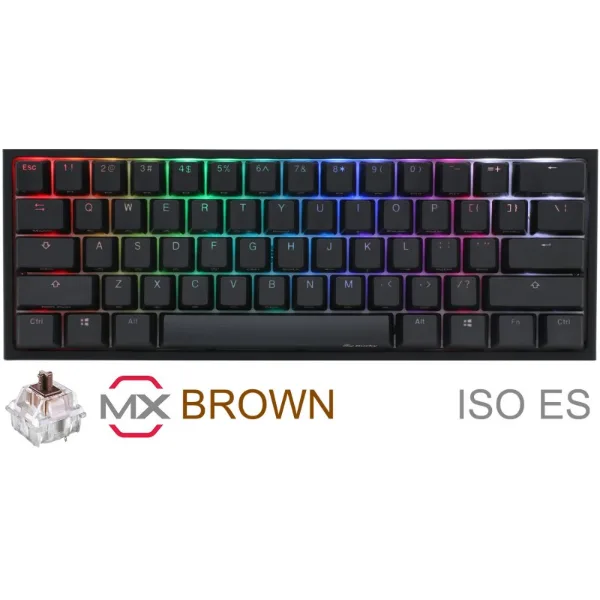 TECLADO GAMER DUCKY ONE 2 MINI RGB CHERRY MX BROWN DOUBLE-SHOT PBT MECANICO