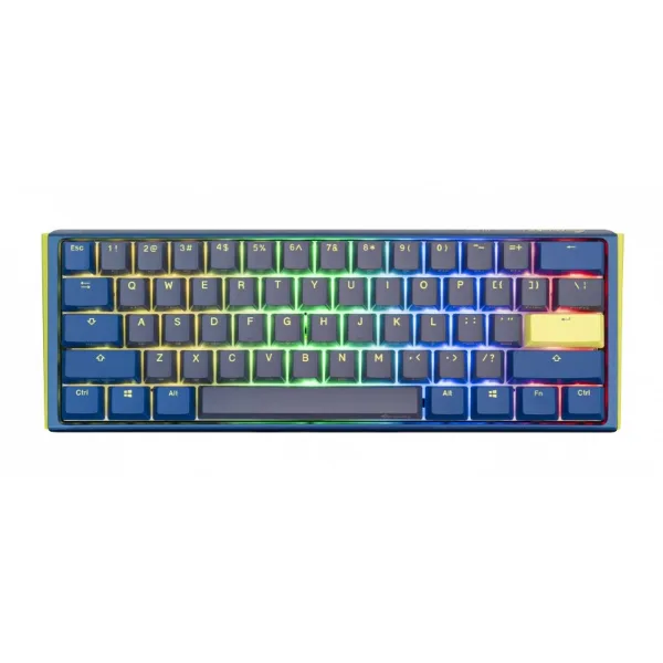 TECLADO MECANICO DUCKY ONE 3 DAYBREAK MINI TECLAS AZULES INTERRUPTOR MARRON INGLES PBT DOBLE DISPARO SIN COSTURAS