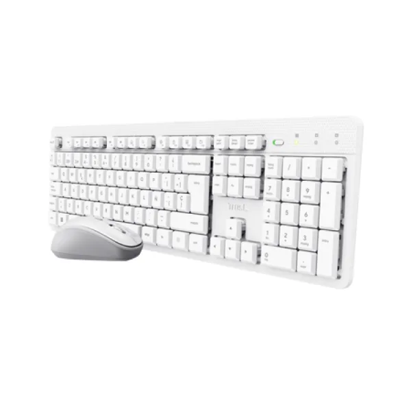 SET INALÁMBRICO TRUST ODY II TECLADO RESISTENTE + MOUSE SILENCIOSO BLANCO