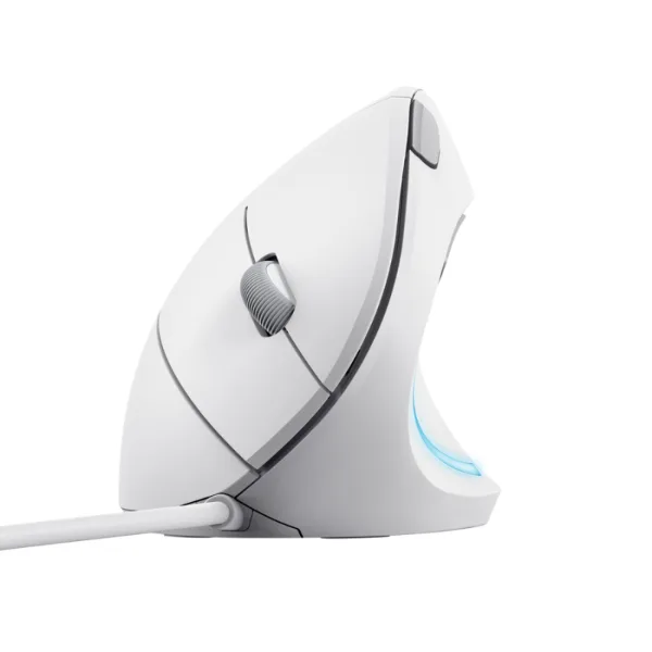 MOUSE VERTICAL TRUST VERTO CON LUZ LED Y CABLE USB BLANCO