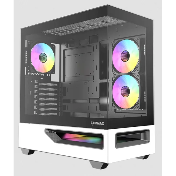 GABINETE GAMER RAIDMAX HURRIKAN H200 WHITE/BLACK ARGB CONTROL HUB PWM E-ATX
