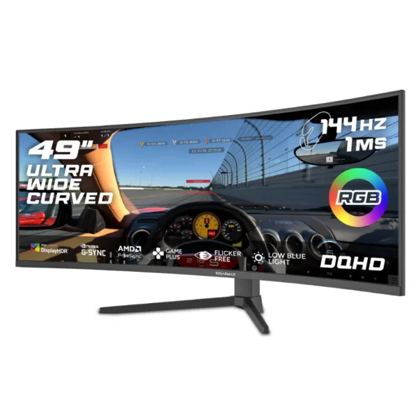 MONITOR SOLARMAX 49 FRAMELESS DQHD 144 HDMI+DP RGB BLACK
